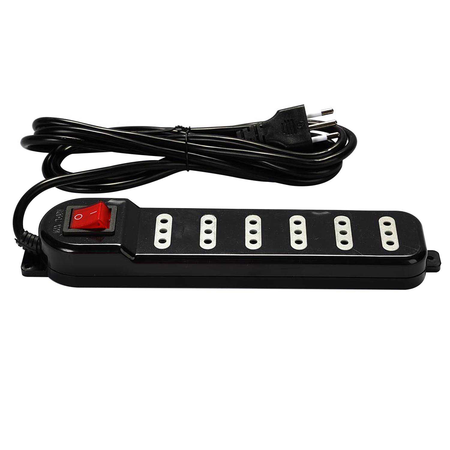 ALARGADOR CON SWITCH MACROTEL 6 POSICIONES 3 METROS NEGRO - 1