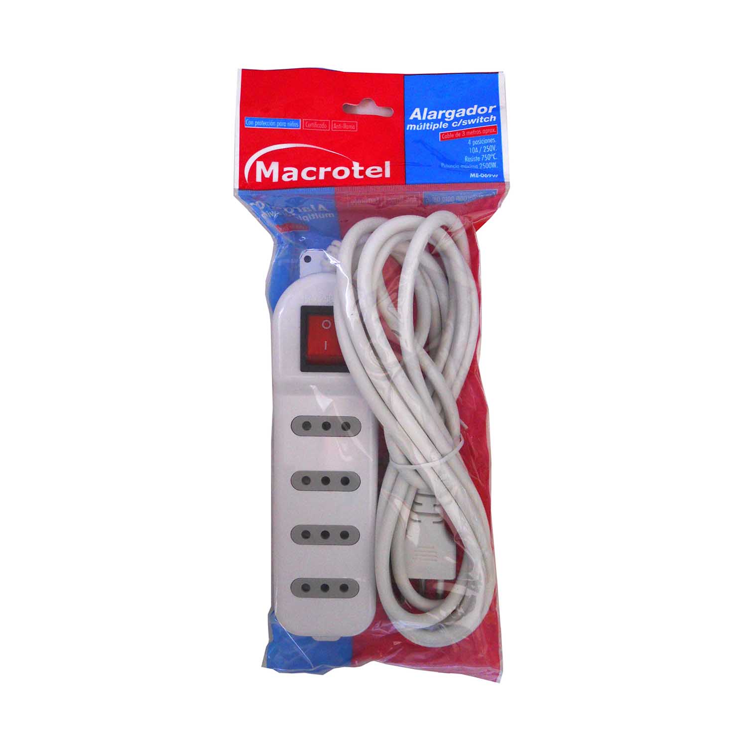 ALARGADOR ZAPATILLA CON SWITCH 4 POSICIONES 3 METROS BLANCO - 3