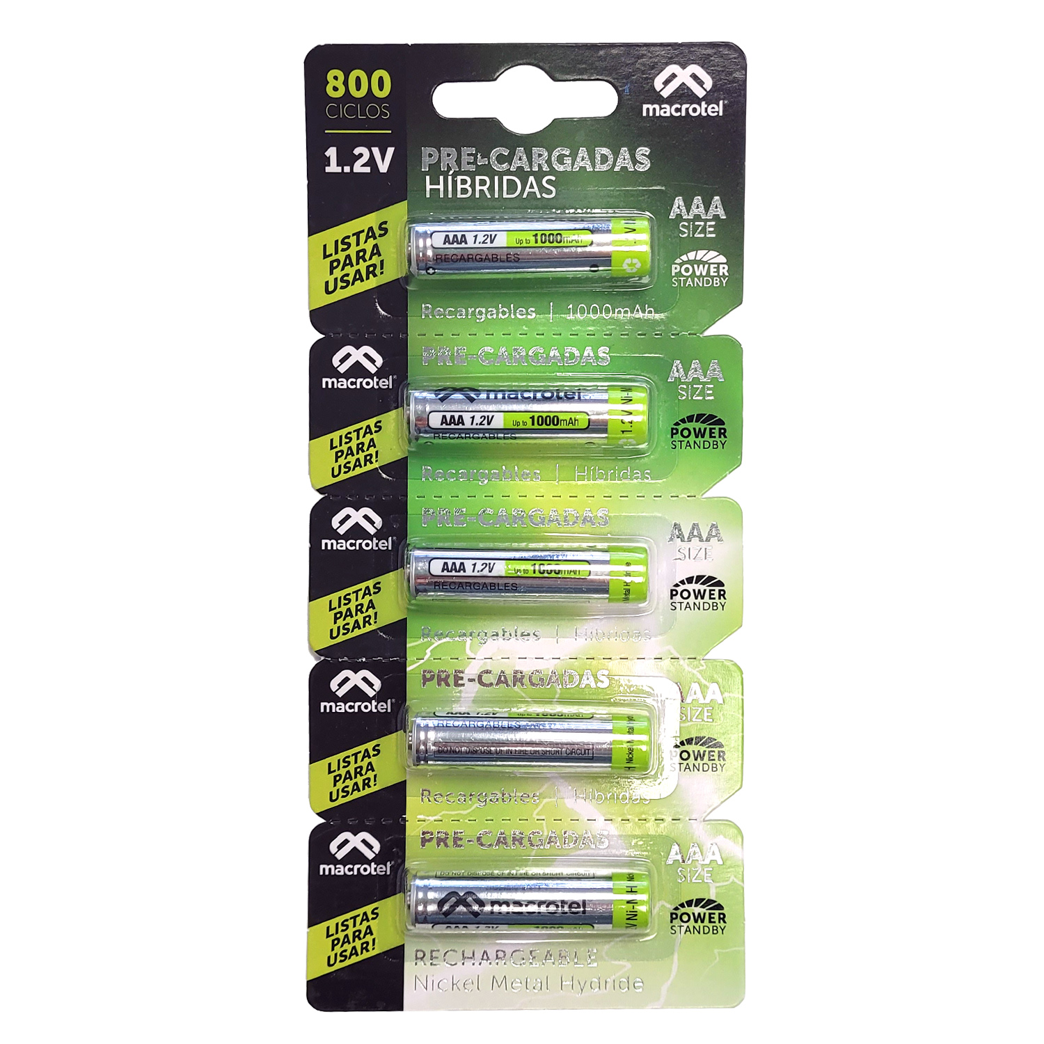 PILAS HIBRIDAS AAA 1000MA PRECARGADAS PREPICADO - 1