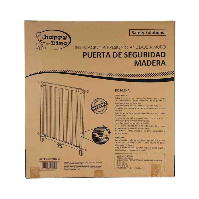 REJA SEGURIDAD MACROTEL HAPPY DINO LENA MADERA MADERA NATURAL PARA NIÑOS BEBES - 4