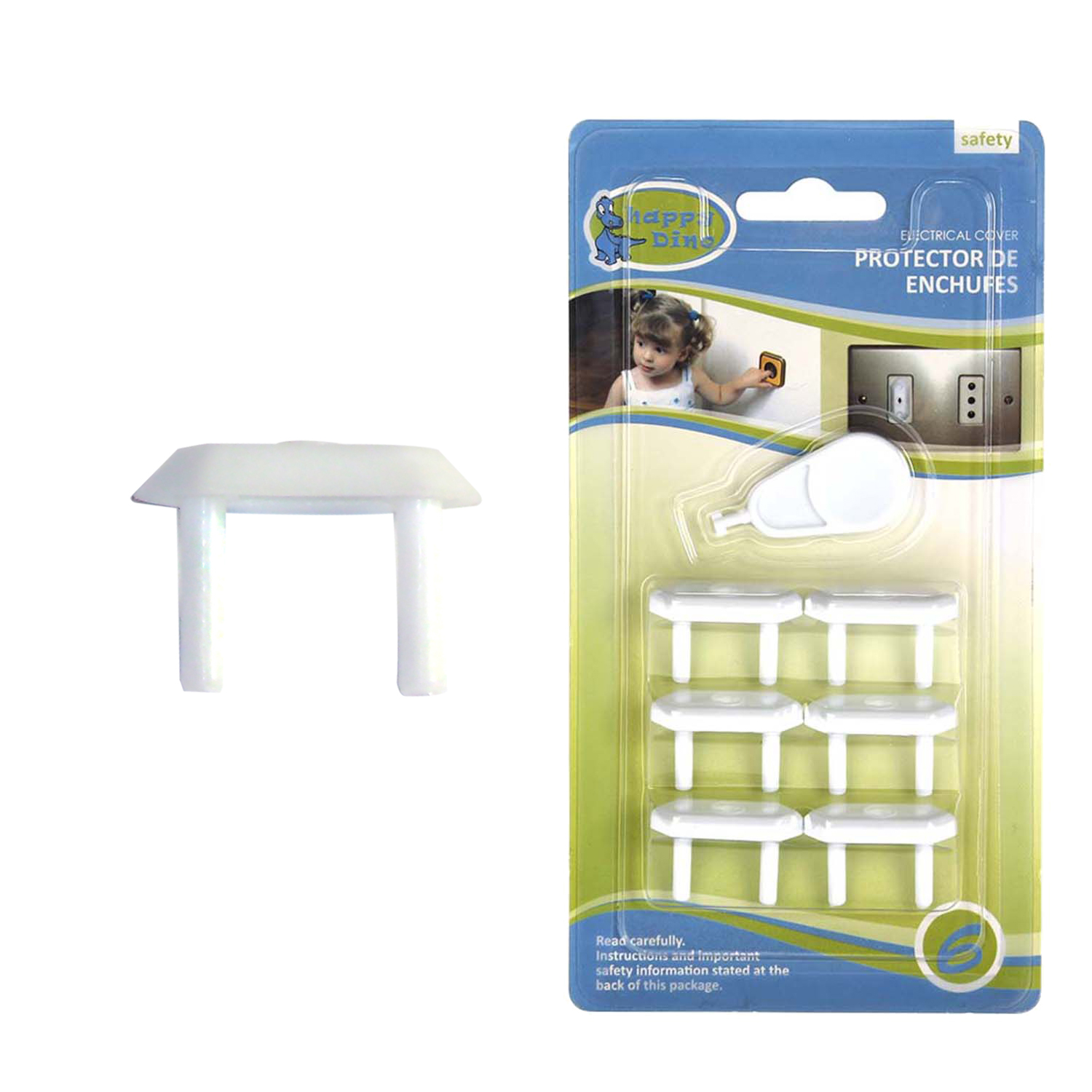 PROTECTOR DE SEGURIDAD PARA ENCHUFES HAPPY DINO 6 UNIDADES - 1