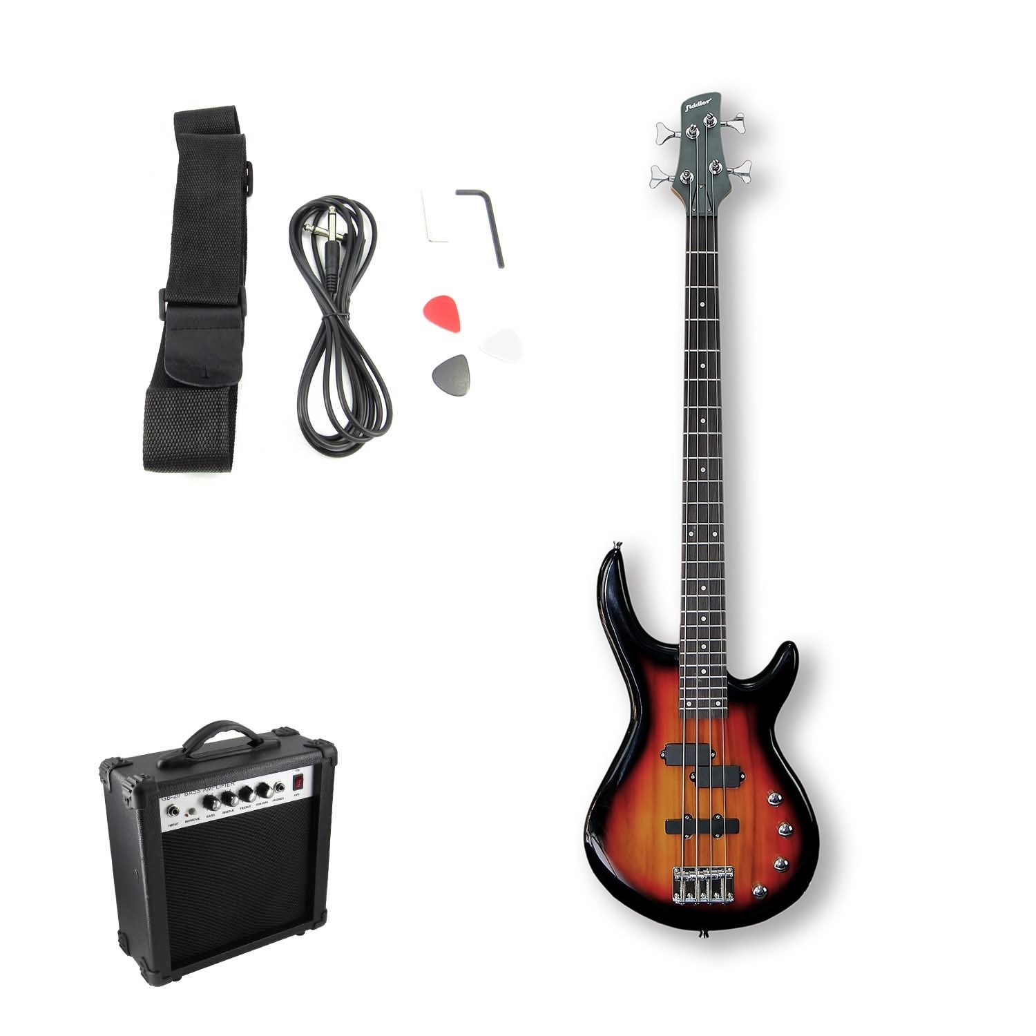 BAJO ELE CTRICO FIDDLER SUNBURST + AMPLIFICADOR 20W - 1