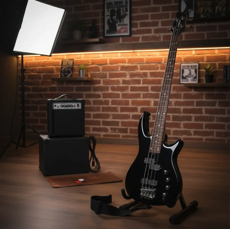 BAJO ELE CTRICO FIDDLER NEGRO + AMPLIFICADOR 20W - 8