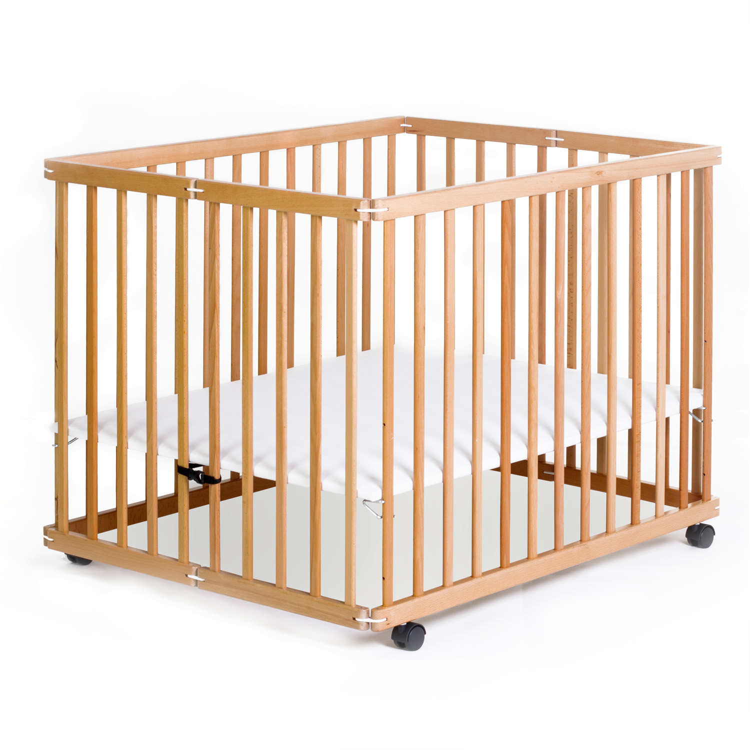CORRAL CUNA 2 EN 1 MACROTEL HAPPY DINO MADERA ALTURA AJUSTABLE - 3