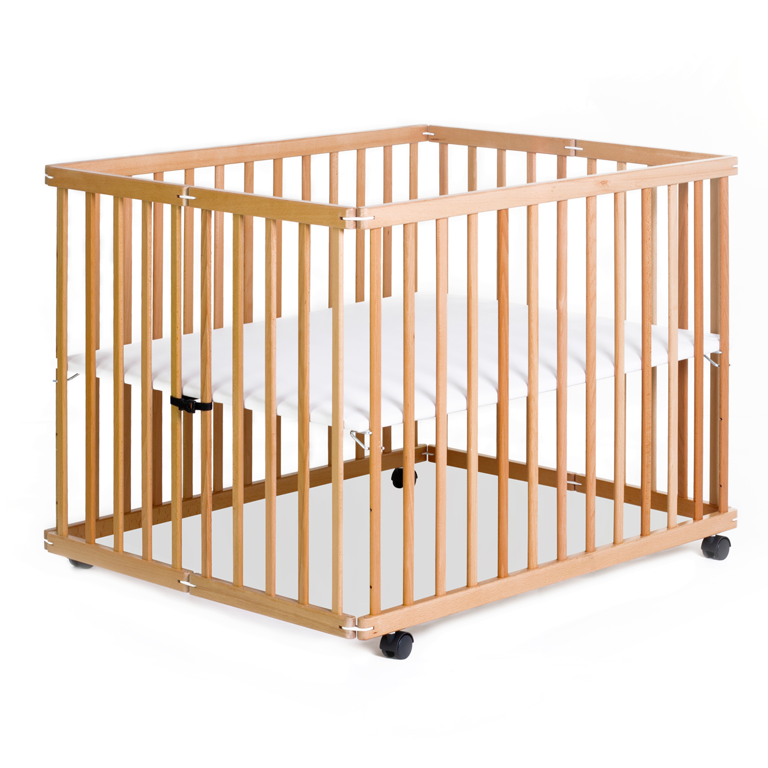 CORRAL CUNA 2 EN 1 MACROTEL HAPPY DINO MADERA ALTURA AJUSTABLE - 4