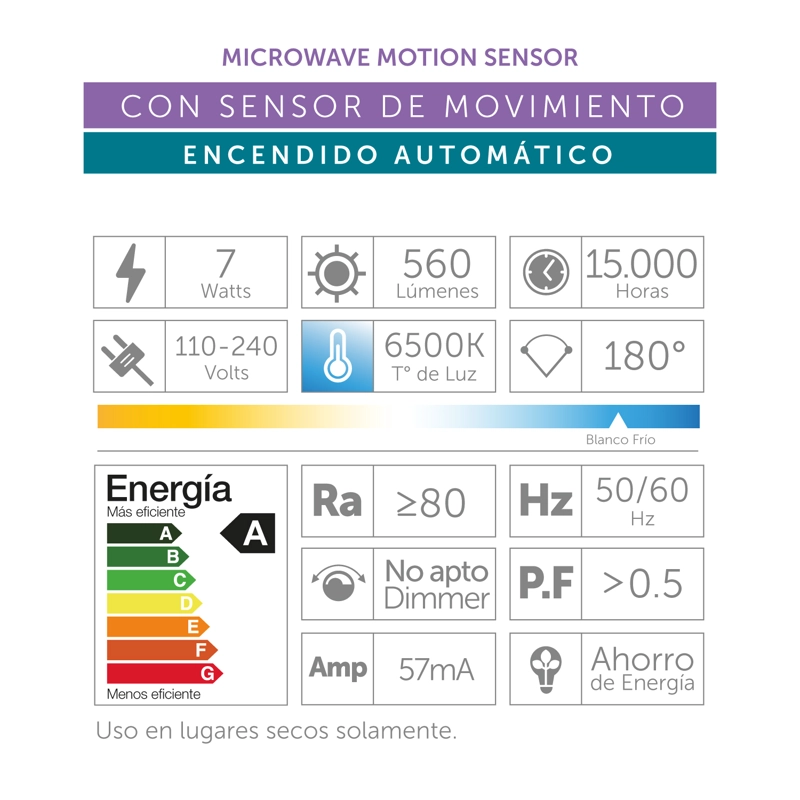 AMPOLLETA MACROTEL LED A60 CON SENSOR DE MOVIMIENTO 7 W - 4