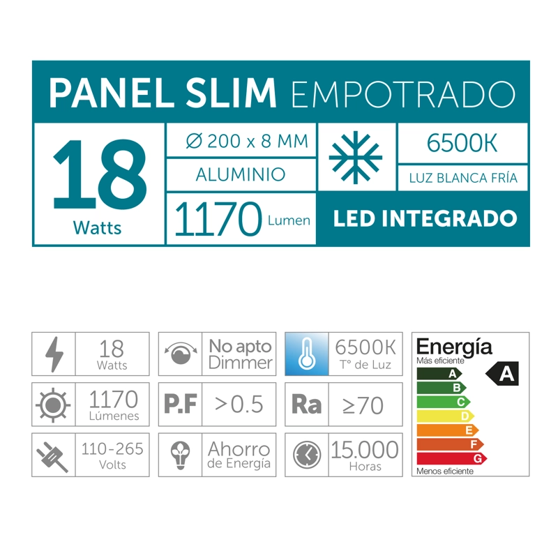 PLAFON EMPOTRADO 18W LUZ FRIA - 3