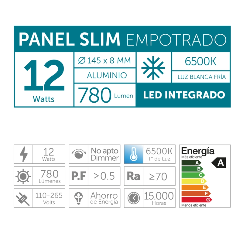 PLAFON EMPOTRADO 12W LUZ FRIA - 3