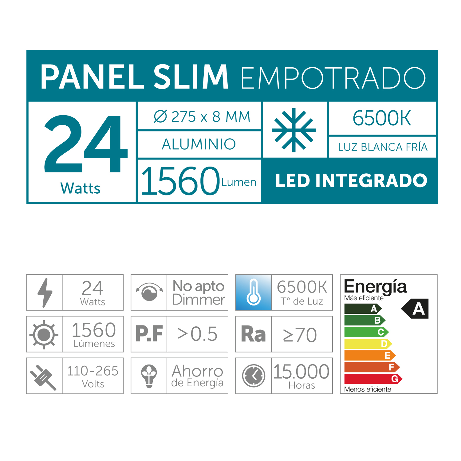PLAFÓN EMPOTRADO MACROTEL 24 W LUZ FRÍA - 3