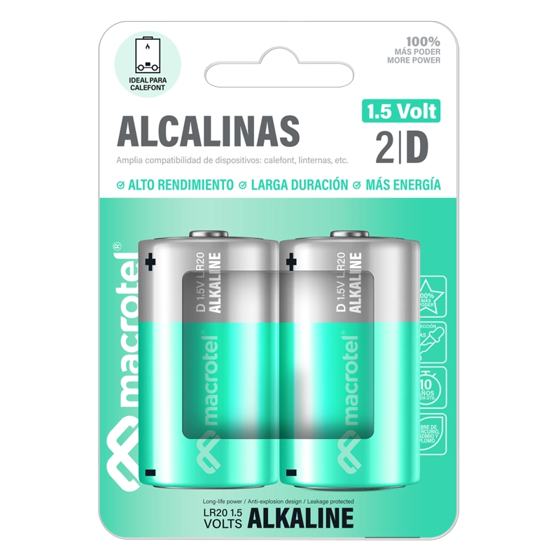 PACK 2 PILAS ALCALINAS D - 1