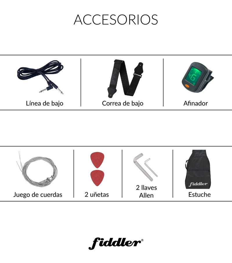 BAJO ELE CTRICO AZUL FIDDLER + AMPLIFICADOR 20 W - 2
