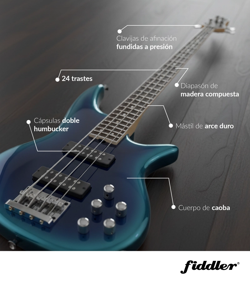 BAJO ELE CTRICO AZUL FIDDLER + AMPLIFICADOR 20 W - 3