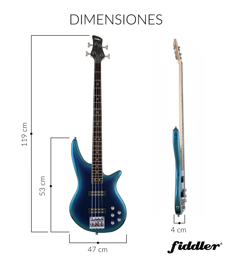 BAJO ELE CTRICO AZUL FIDDLER + AMPLIFICADOR 20 W - 6