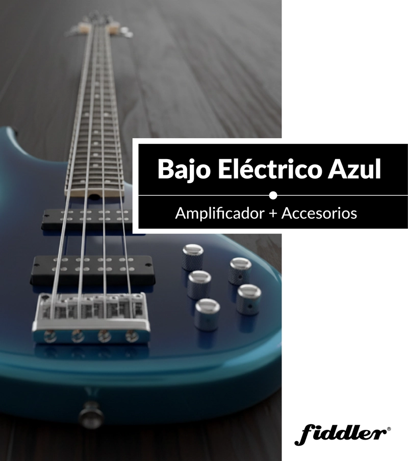 BAJO ELE CTRICO AZUL FIDDLER + AMPLIFICADOR 20 W - 8