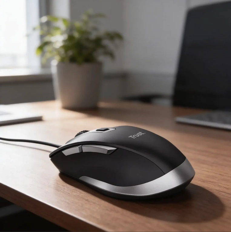MOUSE TRUST FYDA CONFORT NEGRO CON CABLE - 3