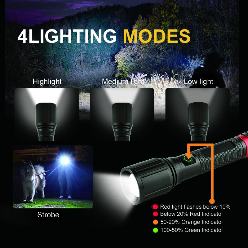 LINTERNA LED TACTICA RECARGABLE DUAL POWER 3000 LM - 7
