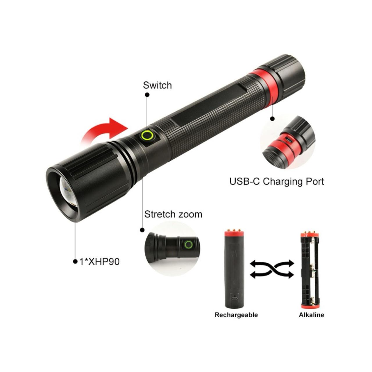 LINTERNA LED TACTICA DUAL POWER 5000 LM - 6