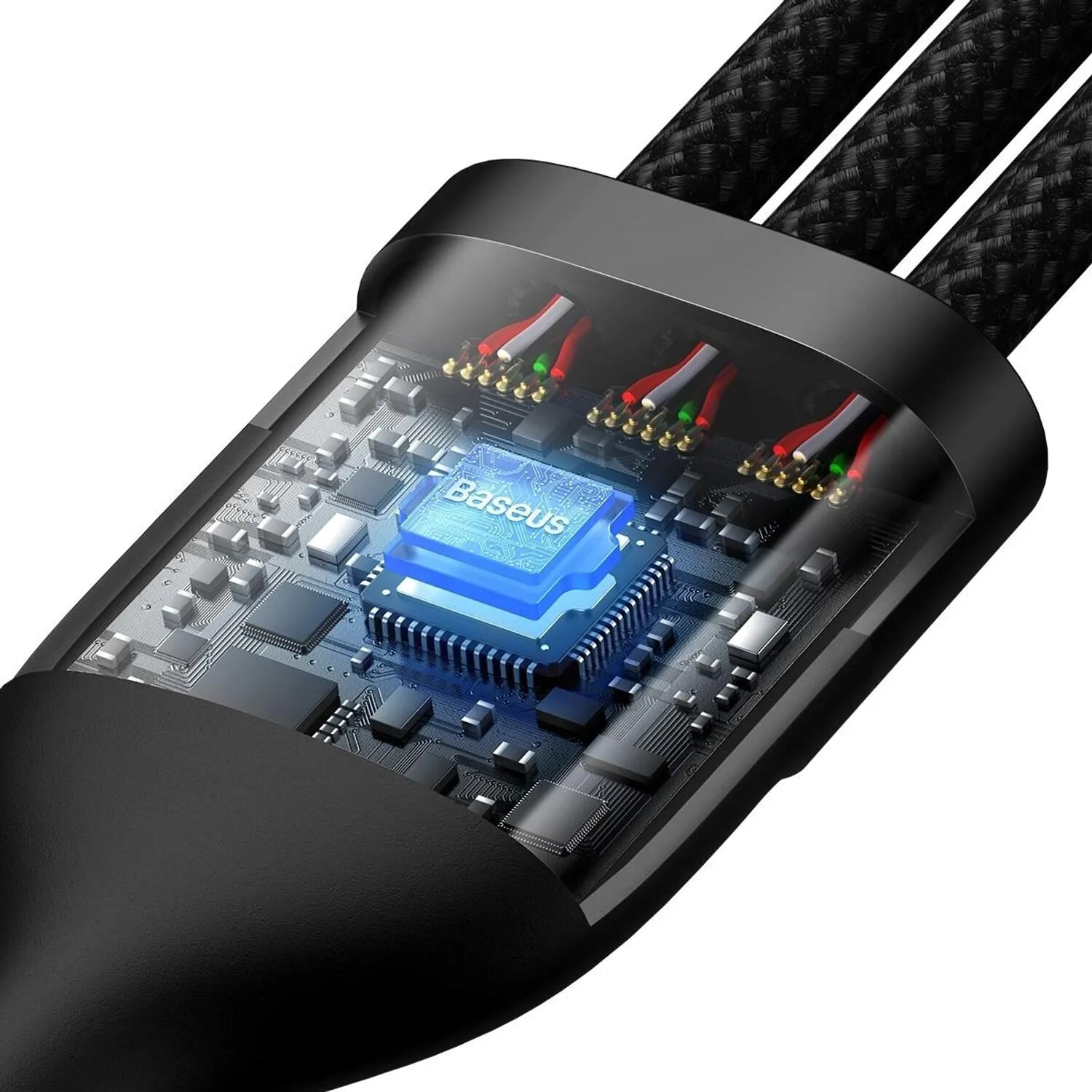 CABLE 3 EN 1 TYPE-C A MICROUSB+LIGHTNING+USB-C 100W 1.5M NEG - 3