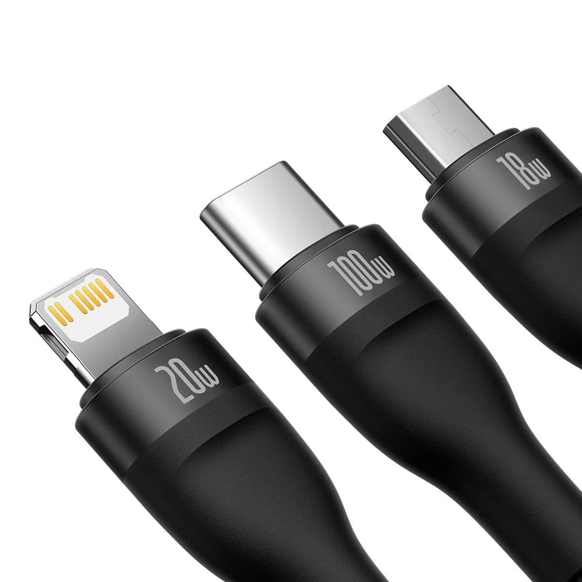 CABLE 3 EN 1 TYPE-C A MICROUSB+LIGHTNING+USB-C 100W 1.5M NEG - 4