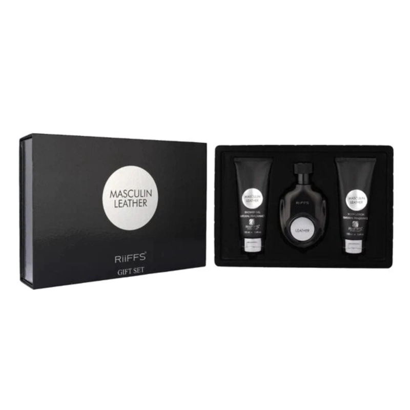 ESTUCHE MASCULIN LEATHER RIIFFS EDP 100 ML +S/G 100ML +B/L 100ML HOMBRE - 1