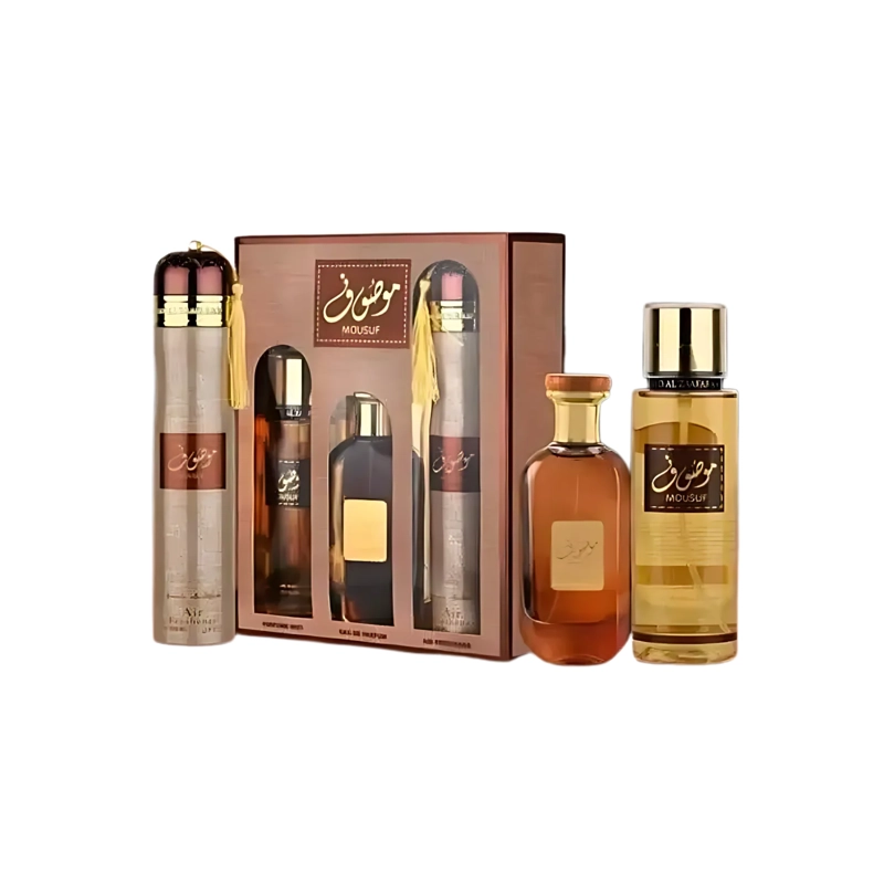 ESTUCHE MOUSUF COLLECTION ARD AL ZAAFARAN EDP 100ML +250ML  PERFUME MIST + 300ML AIR FRESHENER - 1