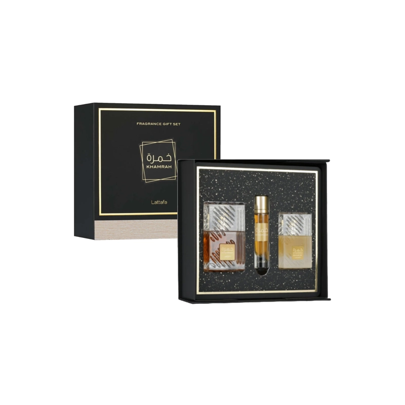 ESTUCHE KHAMRAH LATTAFA EDP 100ML + 12ML + HAIR MIST 50ML UNISEX - 1