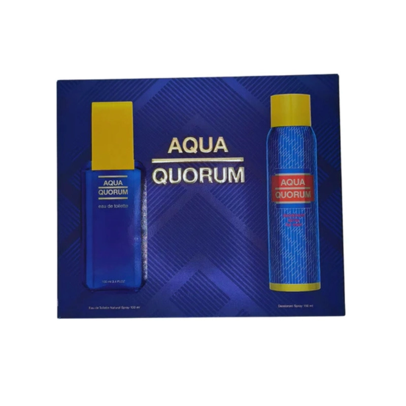 ESTUCHE AQUA QUORUM EDT 100ML + 150ML DEO HOMBRE - 1
