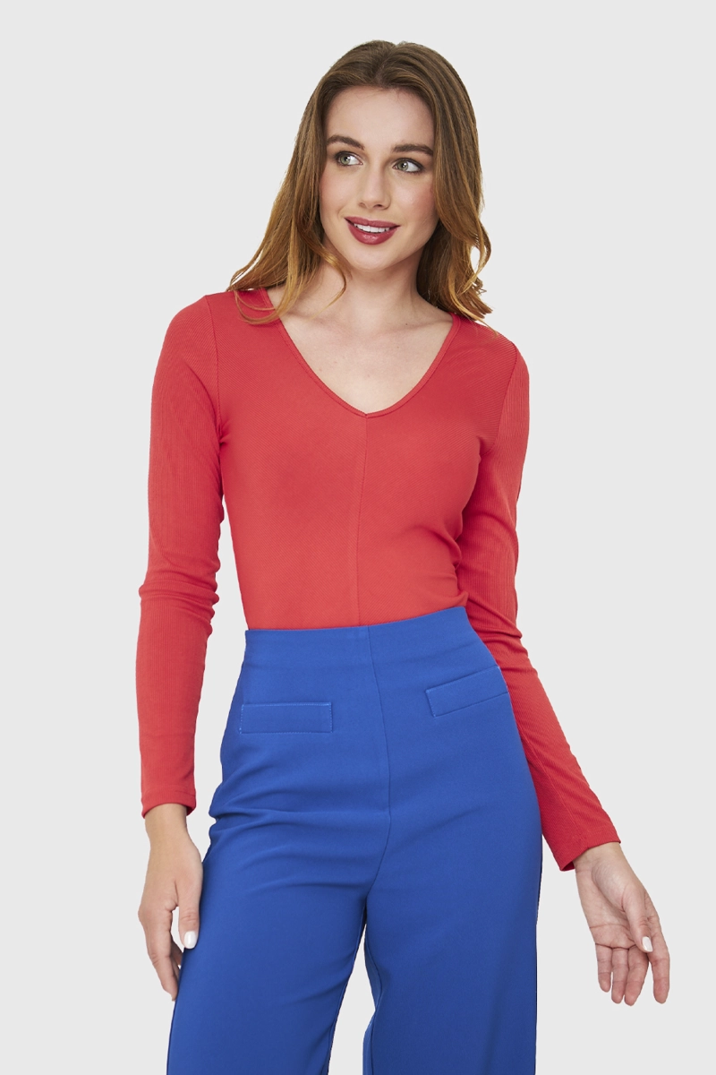 BODY ACANALADO MANGA LARGA ROJO NICOPOLY - 1