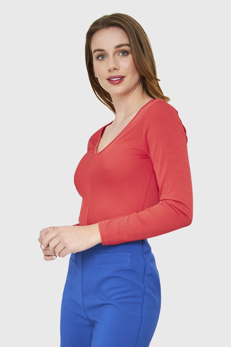 BODY ACANALADO MANGA LARGA ROJO NICOPOLY - 3