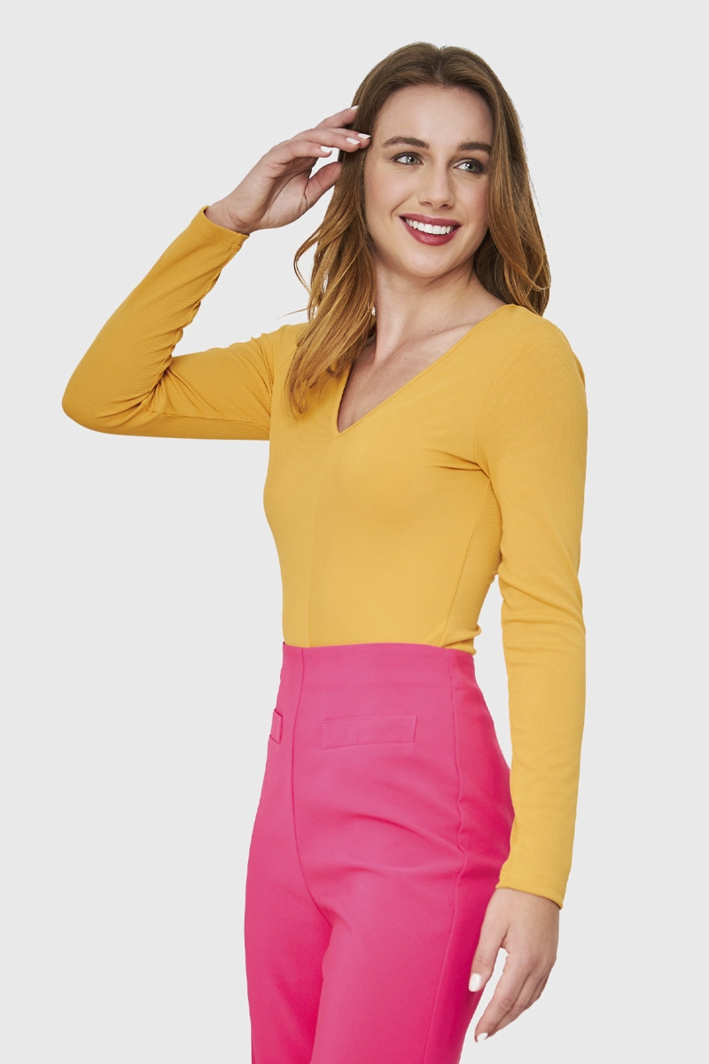 BODY ACANALADO MANGA LARGA AMARILLO NICOPOLY - 3