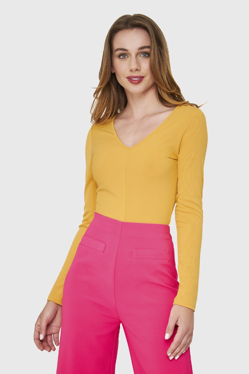 BODY ACANALADO MANGA LARGA AMARILLO NICOPOLY - 5
