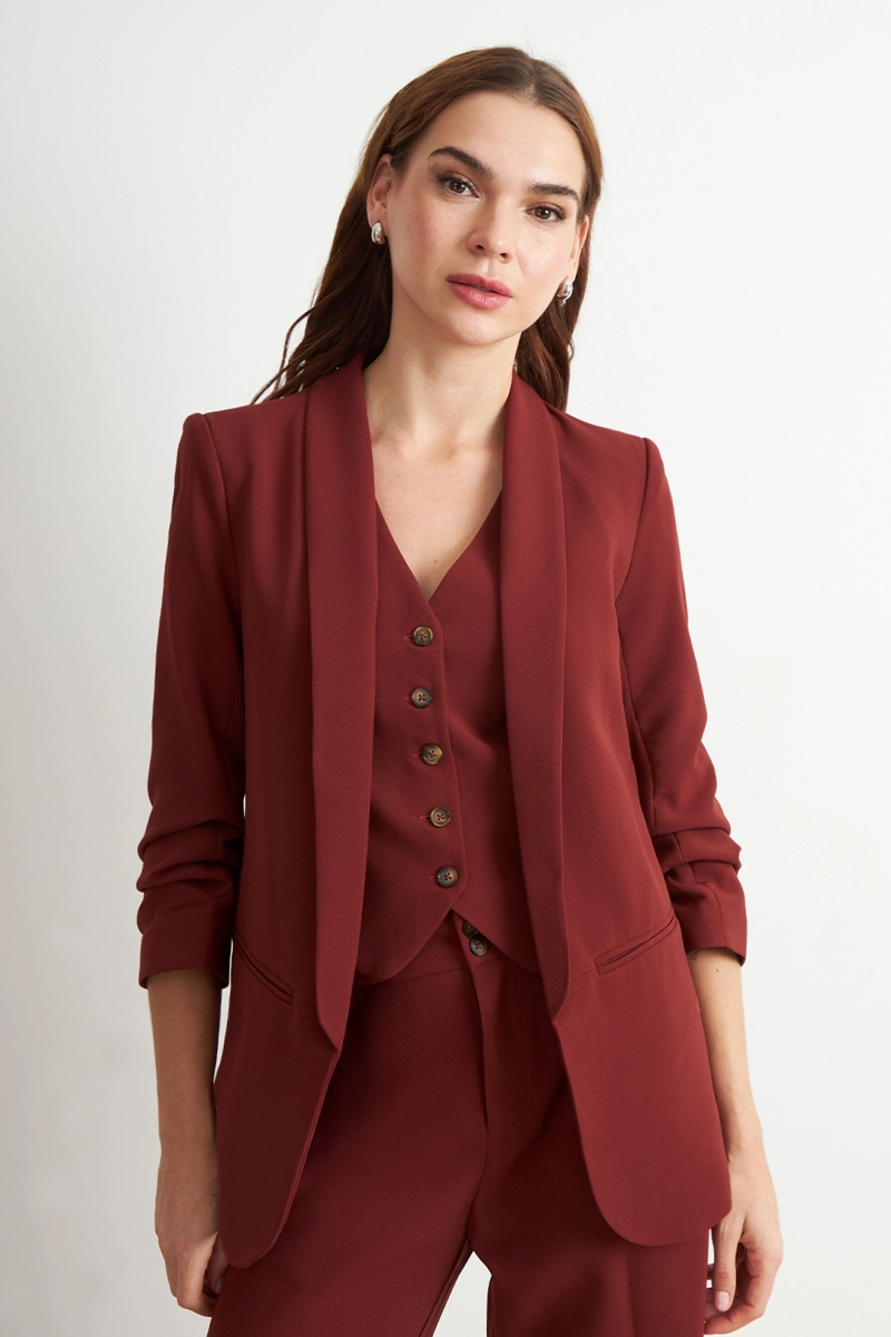 BLAZER MANGA 3/4 AJUSTADO CON SOLAPAS OXIDO NICOPOLY - 1