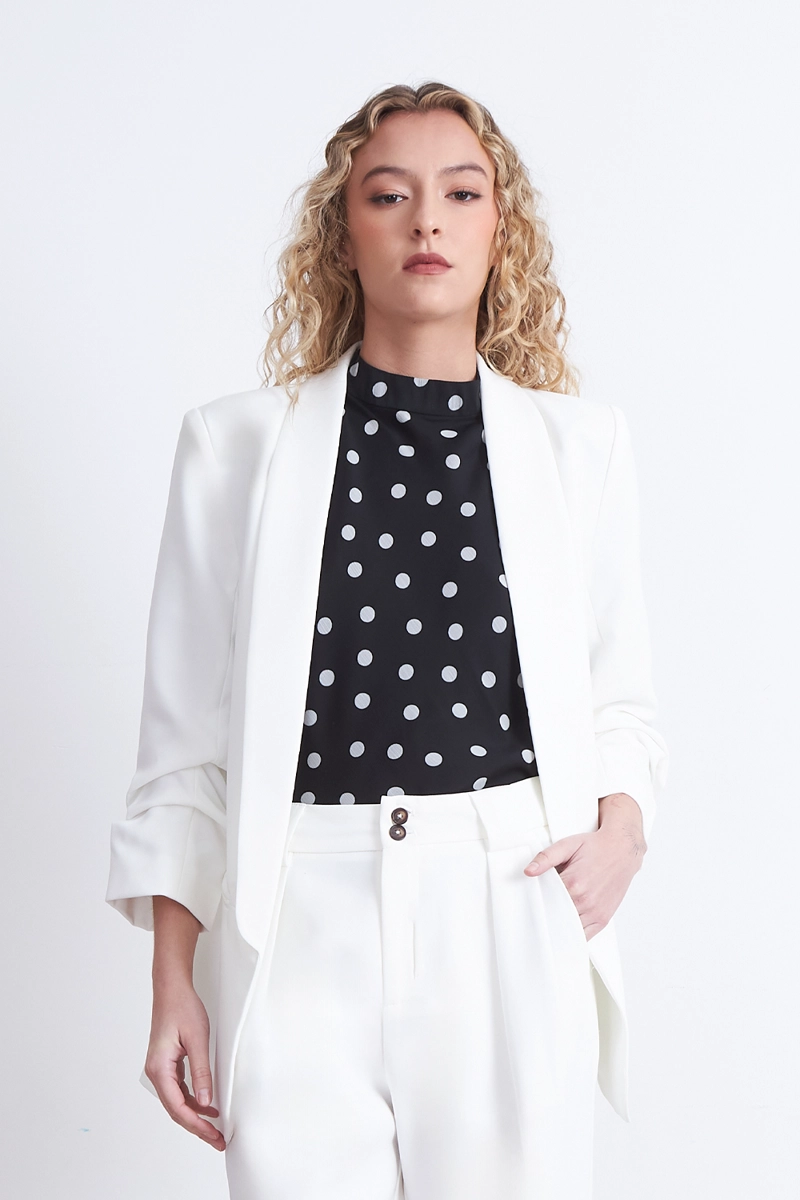 BLAZER MANGA 3/4 AJUSTADO CON SOLAPAS BLANCO MUJER NICOPOLY - 1