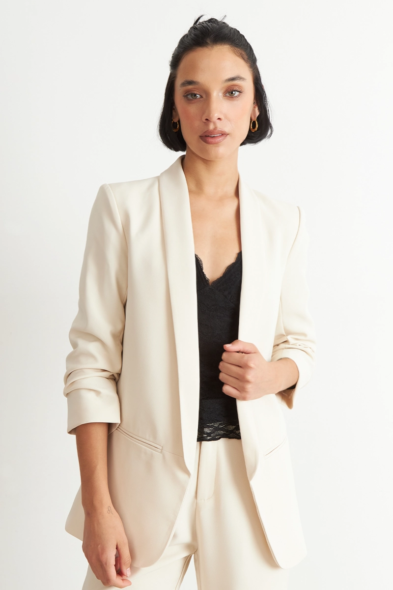 BLAZER MANGA 3/4 AJUSTADO CON SOLAPAS BLANCO NICOPOLY - 1