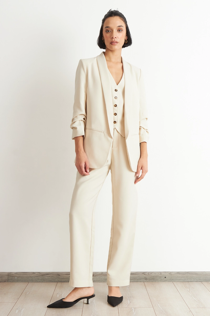 BLAZER MANGA 3/4 AJUSTADO CON SOLAPAS BLANCO NICOPOLY - 2