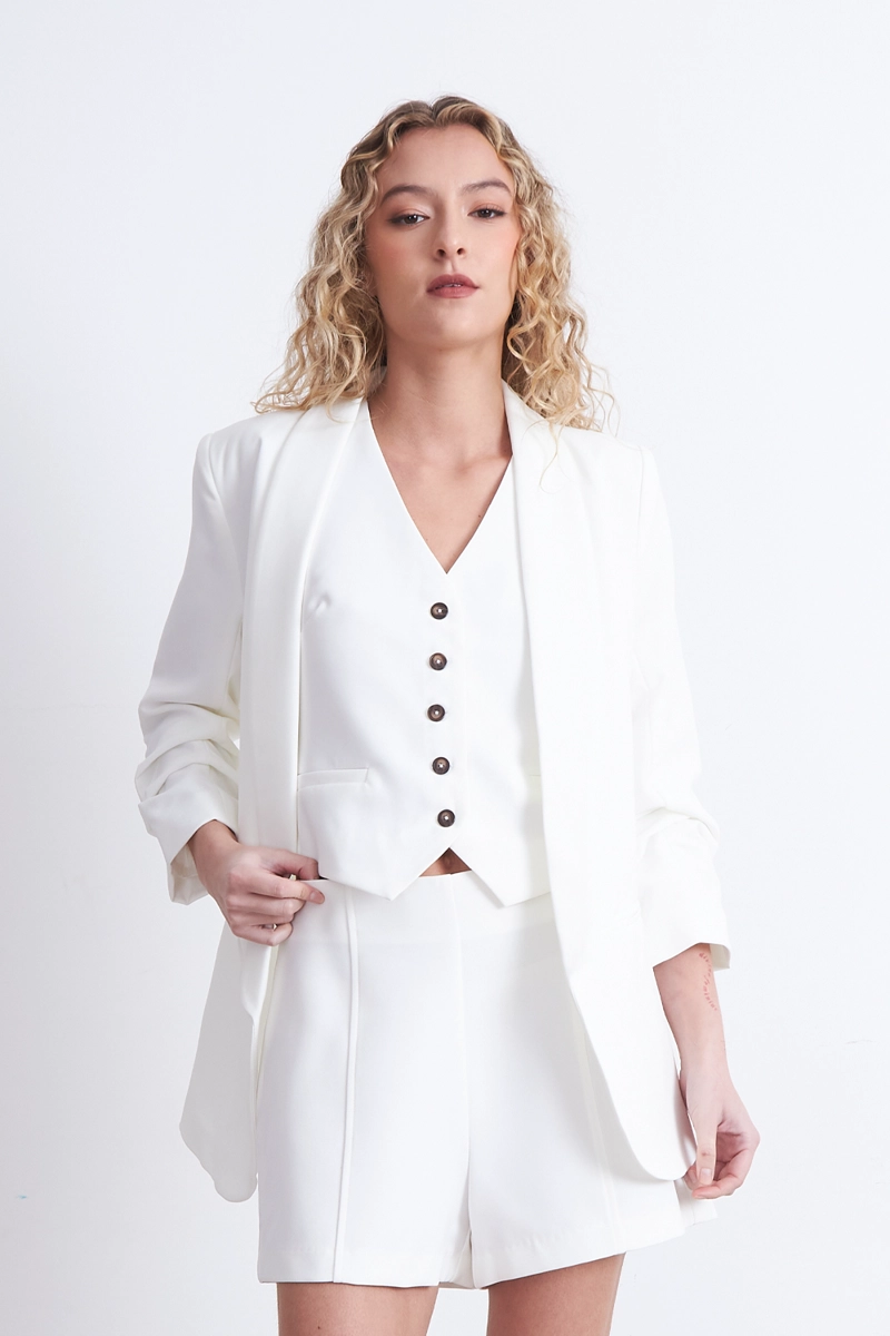 BLAZER MANGA 3/4 AJUSTADO CON SOLAPAS BLANCO MUJER NICOPOLY - 6