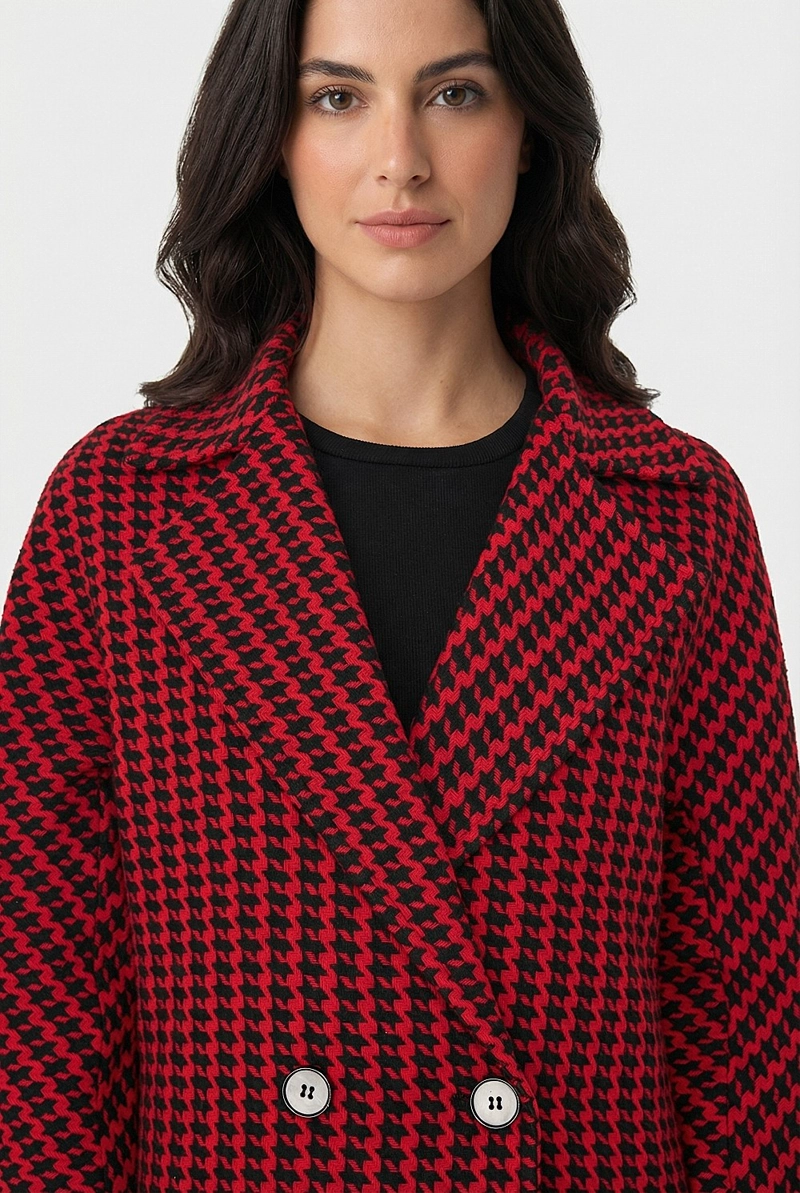 ABRIGO OVERSIZE PIED DE POULE ROJO NICOPOLY - 1