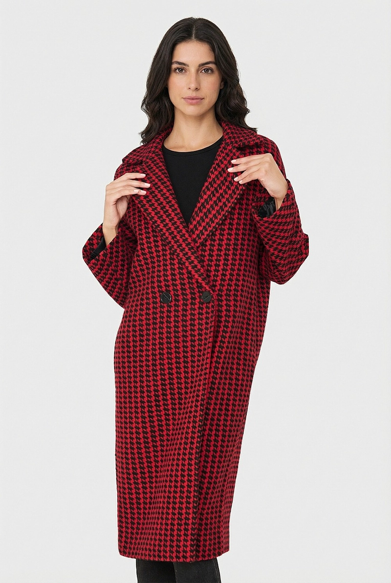 ABRIGO OVERSIZE PIED DE POULE ROJO NICOPOLY - 2