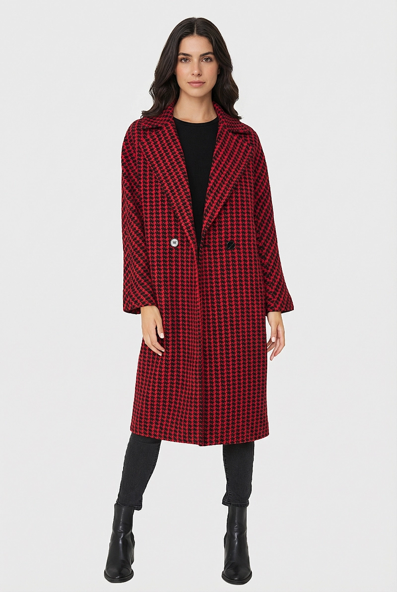 ABRIGO OVERSIZE PIED DE POULE ROJO NICOPOLY - 5