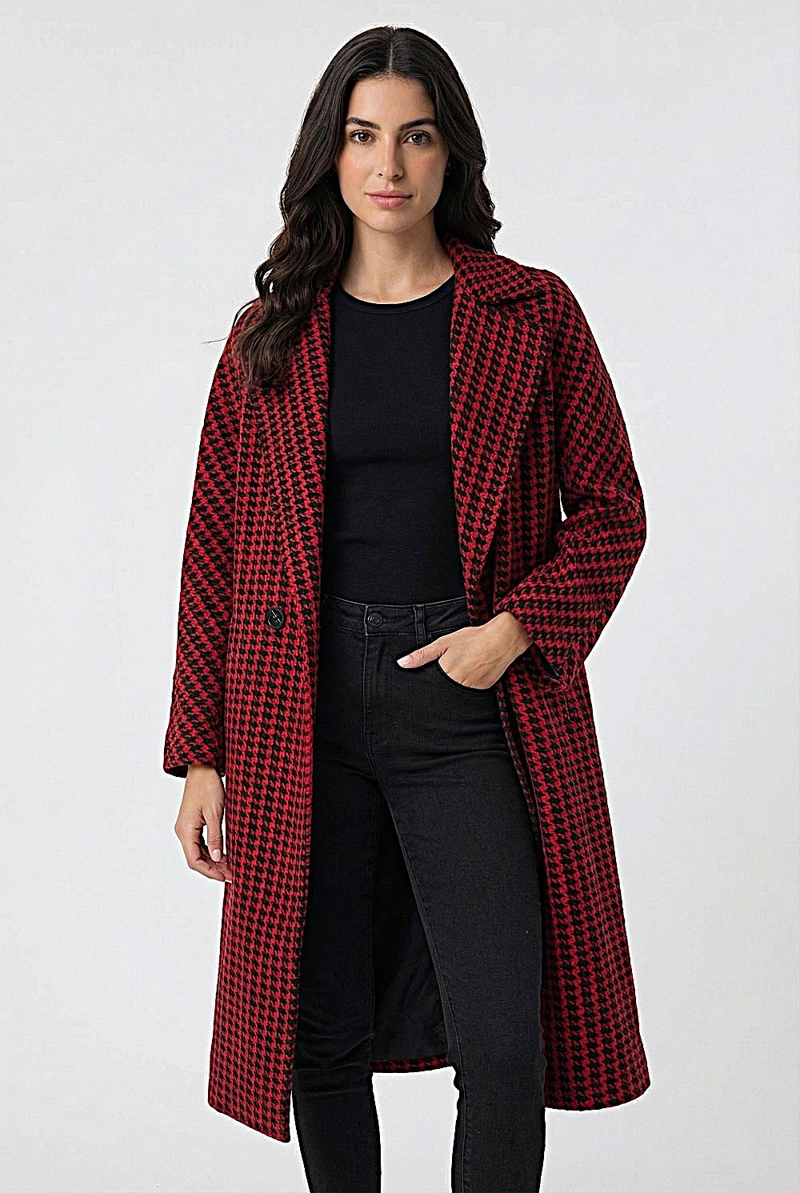 ABRIGO OVERSIZE PIED DE POULE ROJO NICOPOLY - 6