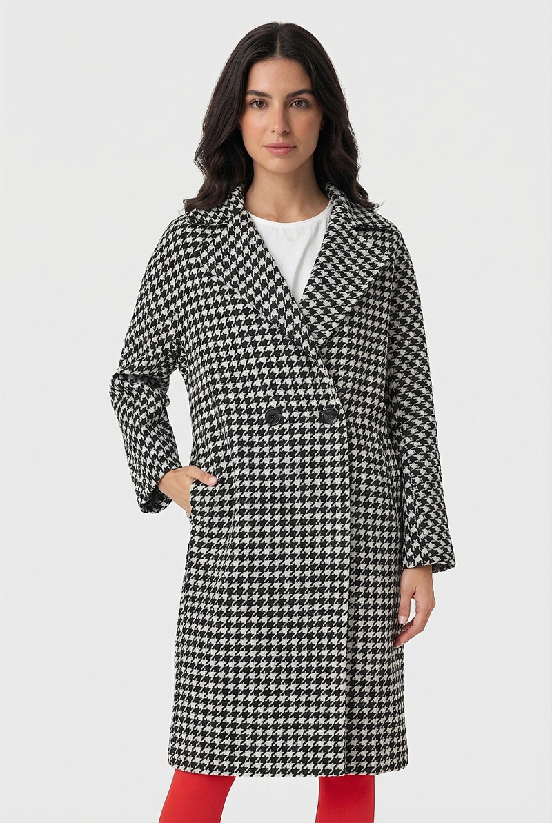 ABRIGO OVERSIZE PIED DE POULE BLANCO NICOPOLY - 1
