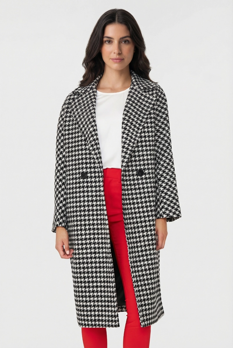 ABRIGO OVERSIZE PIED DE POULE BLANCO NICOPOLY - 5