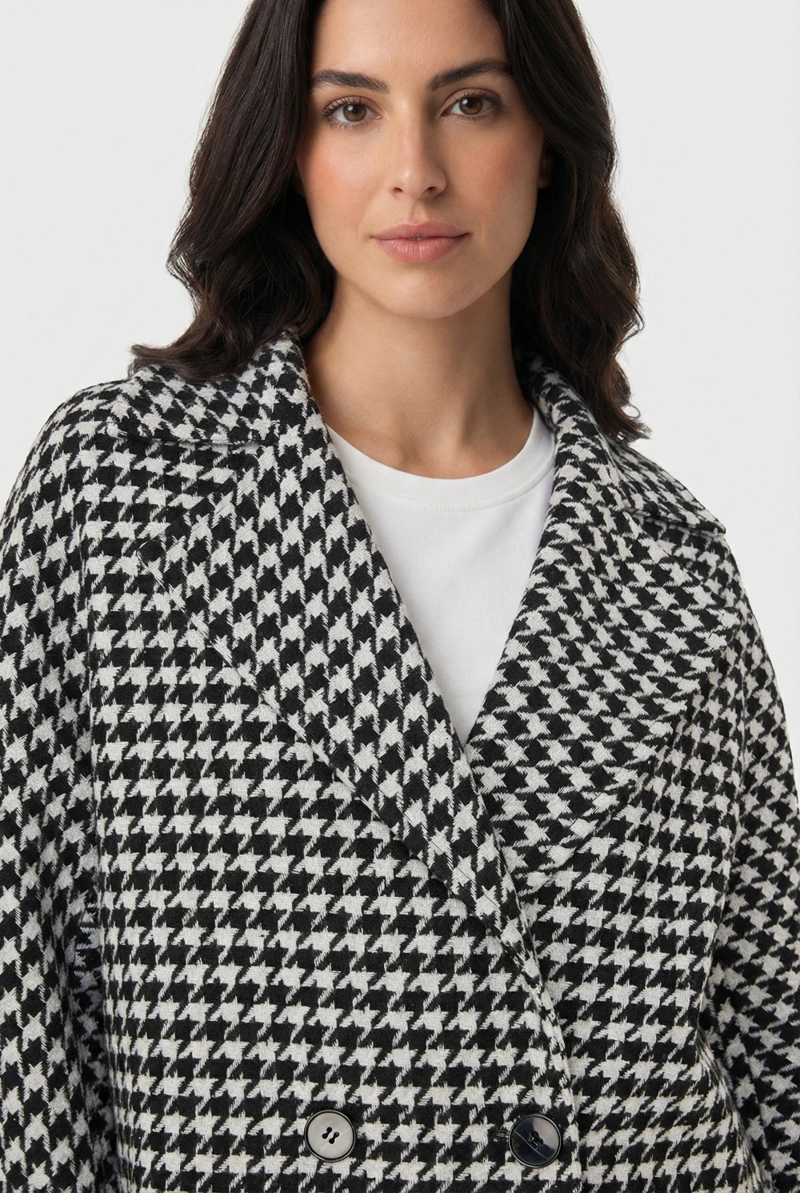 ABRIGO OVERSIZE PIED DE POULE BLANCO NICOPOLY - 6