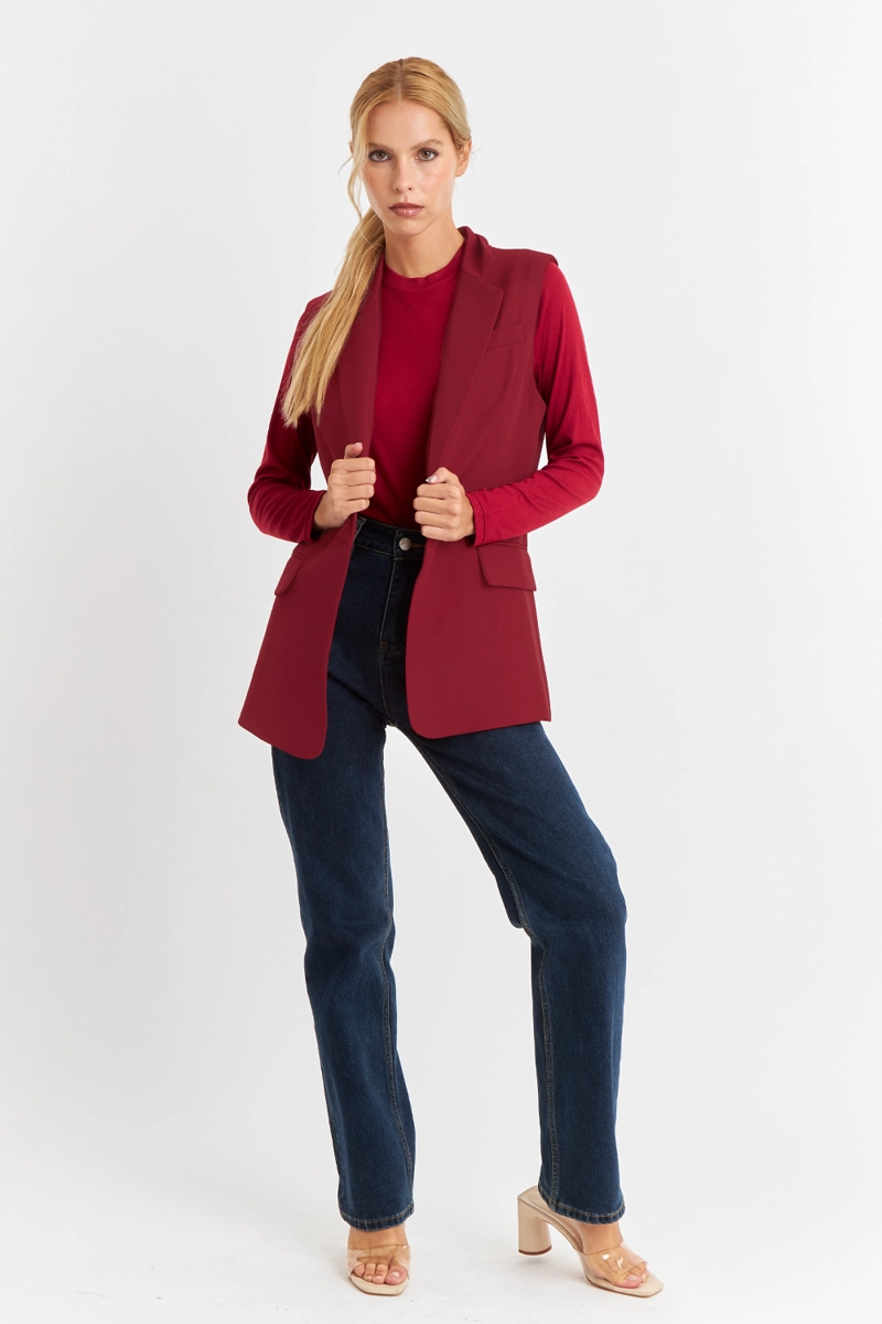 BLAZER SIN MANGAS BOTON BURDEOS NICOPOLY - 2