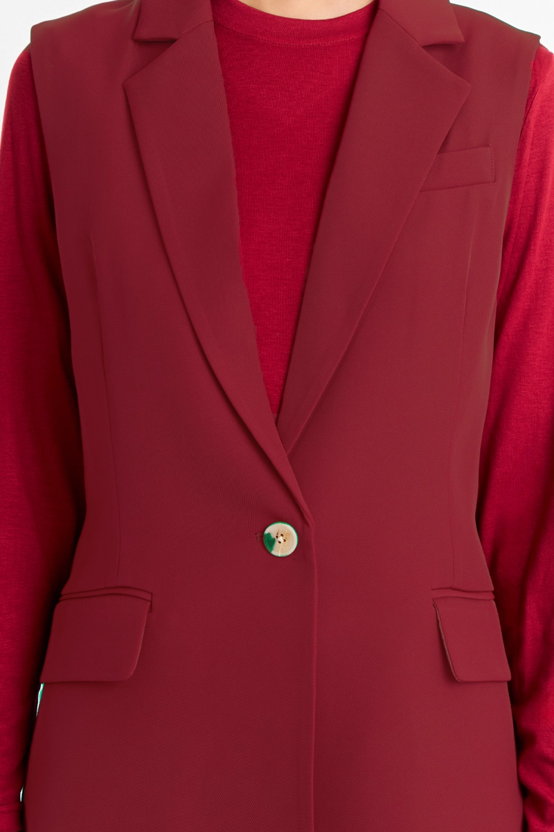 BLAZER SIN MANGAS BOTON BURDEOS NICOPOLY - 6