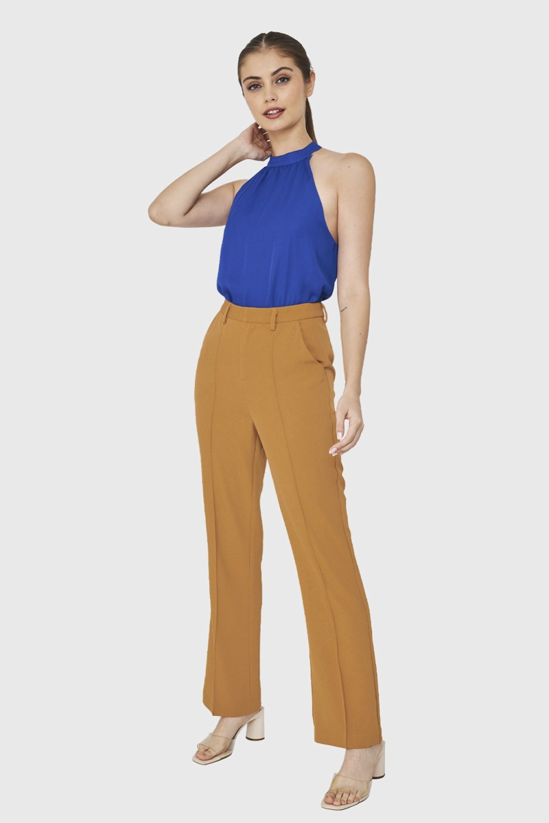 PANTALÓN MUJER NICOPOLY LÚCUMA CON COSTURAS FRONTALES RECTO - 2