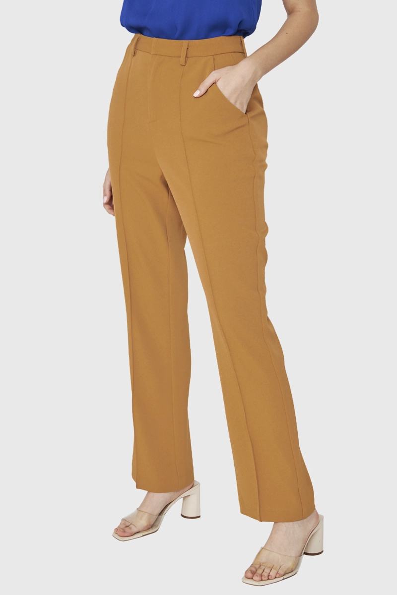 PANTALÓN MUJER NICOPOLY LÚCUMA CON COSTURAS FRONTALES RECTO - 3