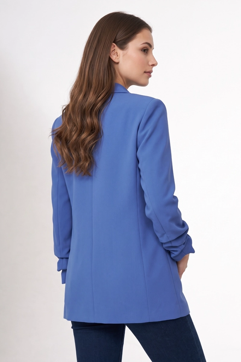 BLAZER LARGO MANGA DRAPEADA AZUL MEDIO MUJER NICOPOLY - 4