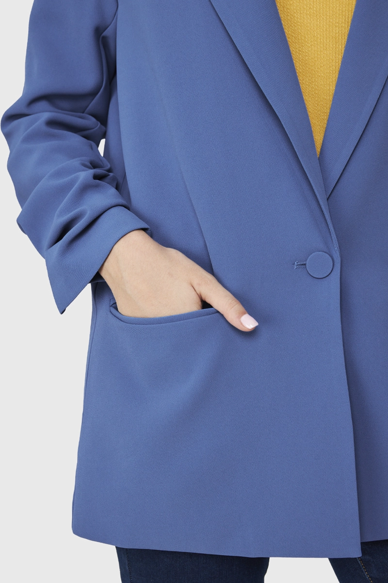 BLAZER LARGO MANGA DRAPEADA AZUL MEDIO NICOPOLY - 6
