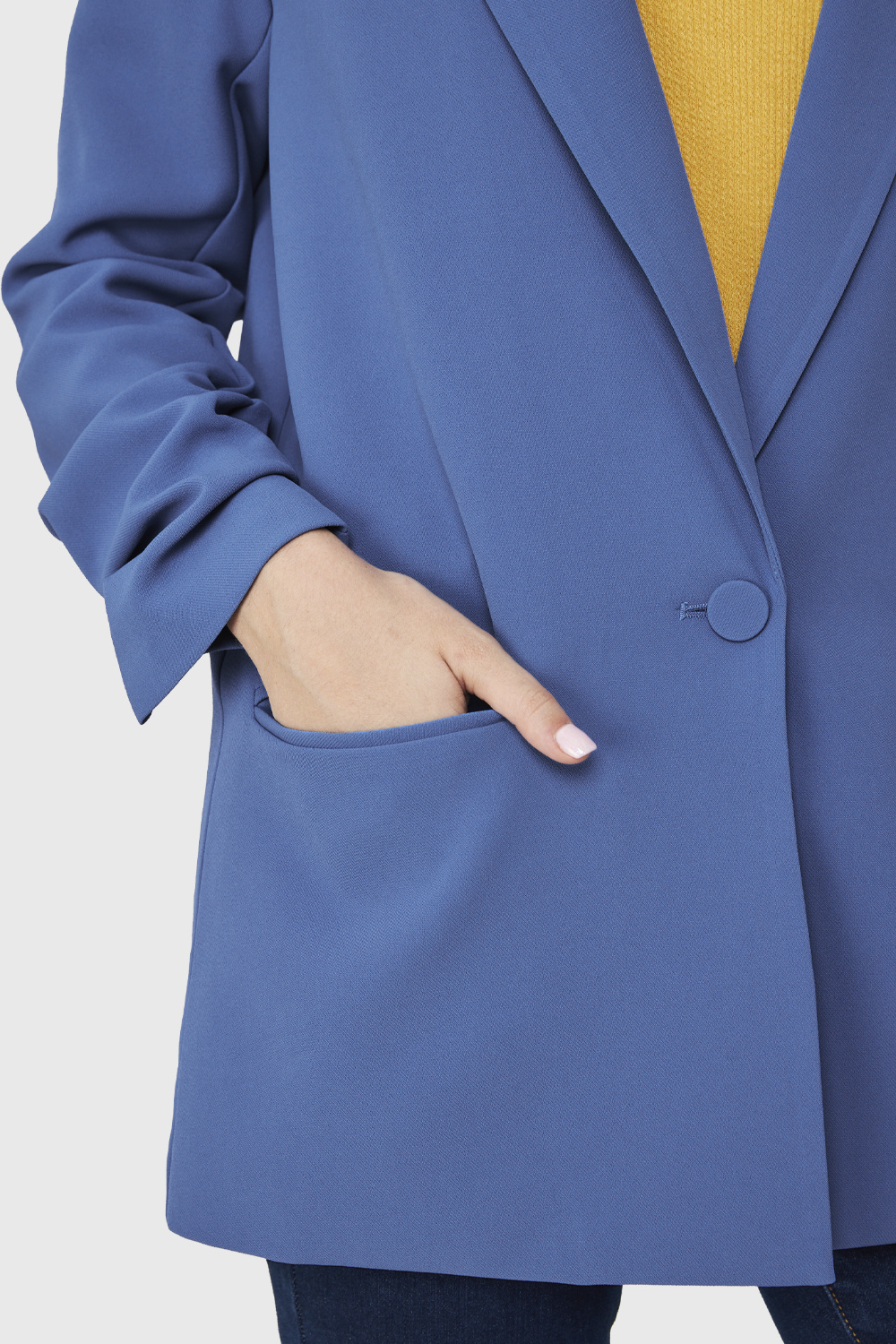 BLAZER LARGO MANGA DRAPEADA AZUL MEDIO NICOPOLY - 6